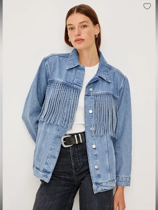 Rails Jackets & Blazers - NWT RAILS Denim Jacket Women's S Rodeo Fringe Oversized Trucker Western